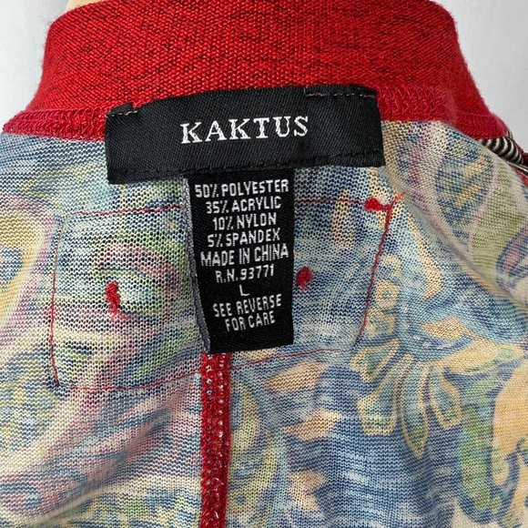 Kaktus Boho Zip Up Shirt Multi-colored Sz L Light Weight Polyester Acrylic - Picture 6 of 7